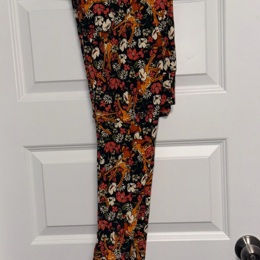 LuLaRoe Colorful Floral Leggings - Black, Red, Orange, White